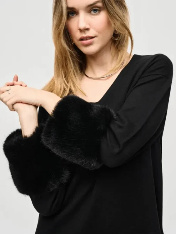 Joseph Ribkoff Knitwear | Gifts Under £250^Women's Sweater Knit Tunic With Furry Cuffs 243955 Col