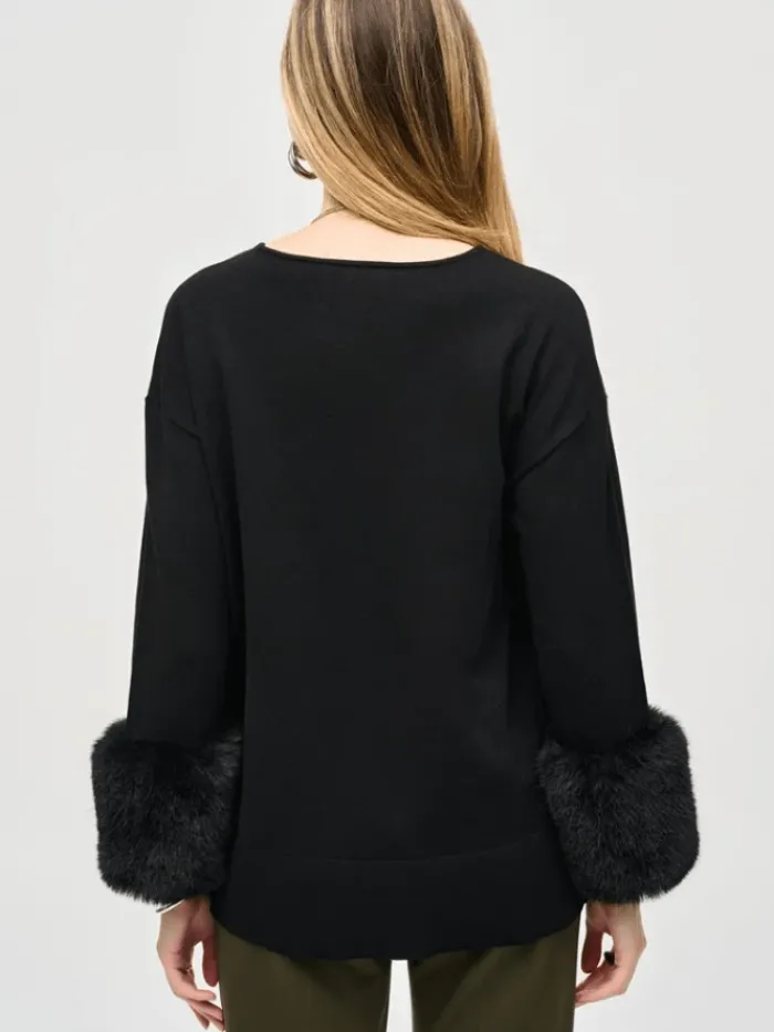 joseph_ribkoff_womens_swe_5.webp Joseph Ribkoff Knitwear | Gifts Under £250^Women's Sweater Knit Tunic With Furry Cuffs 243955 Col