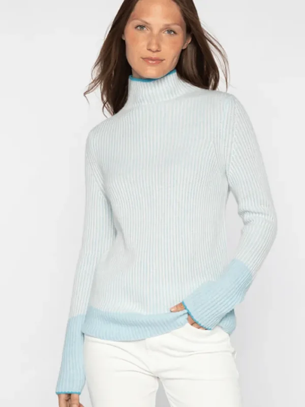 KINROSS Knitwear | Luxury Gifts^Cashmere Women's Plaited Rib Funnel Neck Jumper LRSC3-222 Surf