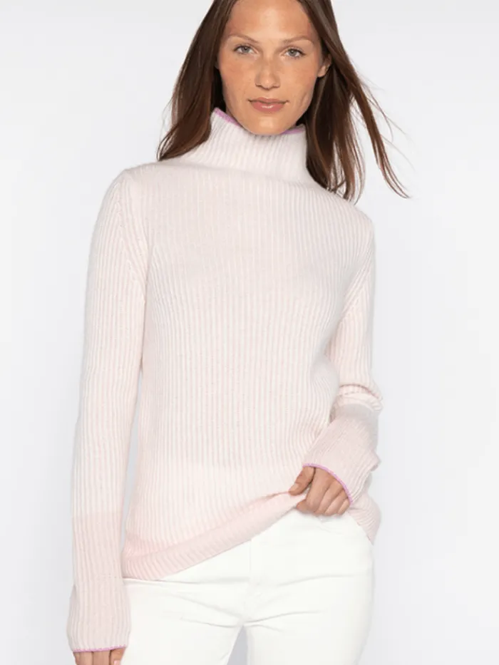 kinross_cashmere_womens_p_0.webp KINROSS Knitwear | Luxury Gifts^Cashmere Women's Plaited Rib Funnel Neck Jumper LRSC3-222 Shel