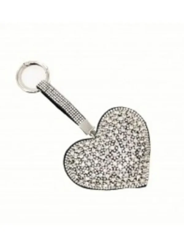 Black Colour Gifts Under £50 | Gift Sale^Large Puffed Heart T Glitter Silver Keyring