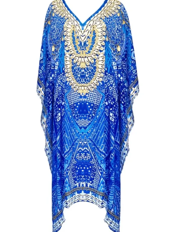 Lindsey Brown Resortwear Beachwear | Gifts Under £100^Lindsey Brown Rhodes Blue Knee Length Sparkly Kaftan