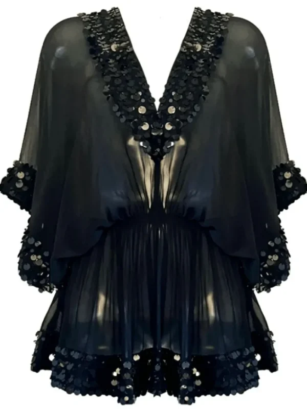 Lindsey Brown Resortwear Beachwear | Luxury Gifts^Lindsey Brown Women's Acapulco Black Silk Designer Kaftan