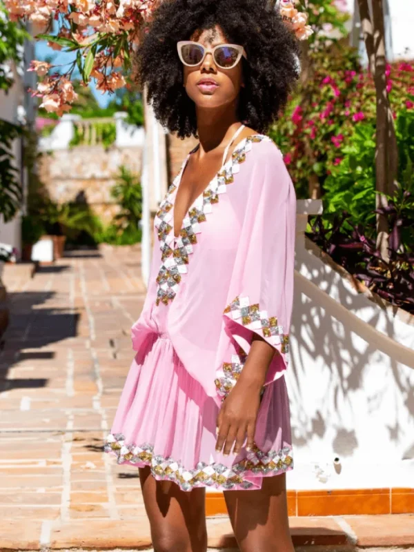 Lindsey Brown Resortwear Beachwear | Luxury Gifts^Lindsey Brown Women's Manhattan Pink Silk Designer Kaftan