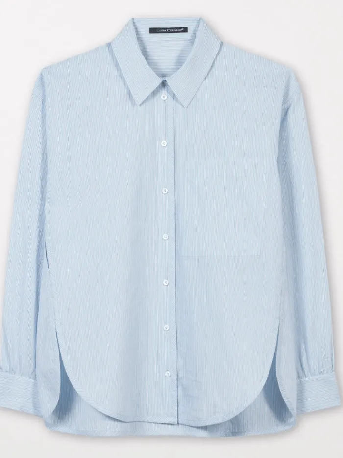 luisa_cerano_blue_multi_s_0.webp Luisa Cerano Tops | Gifts Under £250^Blue Multi Striped Shirt 298442 3600 Col 2191