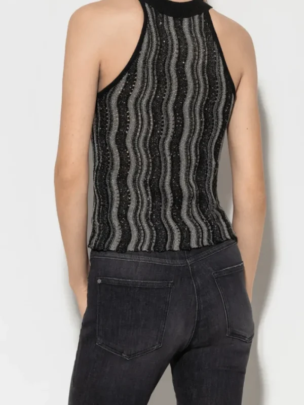 Luisa Cerano Party Wear | Tops^Knitted Top With Sparkle And Stripes 108550 5339 Col 001