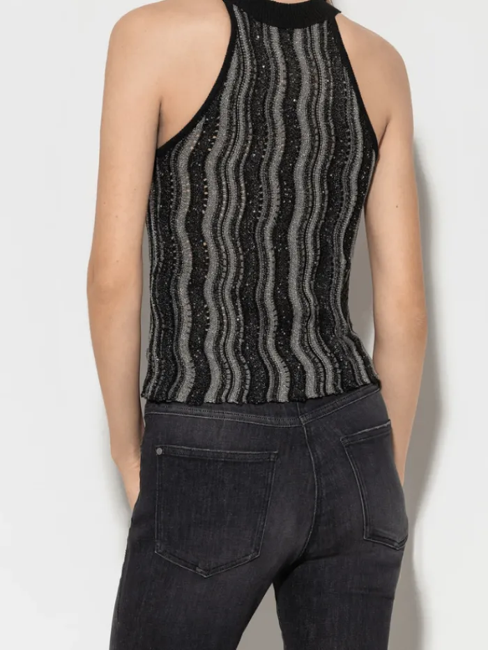luisa_cerano_knitted_top__3.webp Luisa Cerano Party Wear | Tops^Knitted Top With Sparkle And Stripes 108550 5339 Col 001