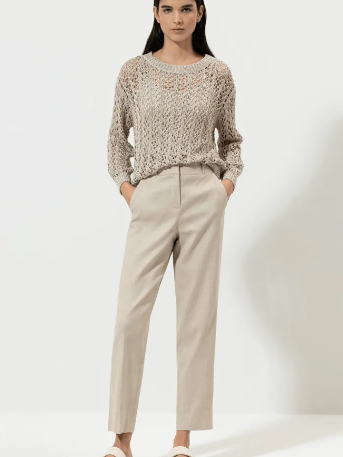 luisa_cerano_linen_blend__0-1.webp Luisa Cerano Trousers | Luxury Gifts^Linen Blend Tapered Trouser 678486 3267 0713