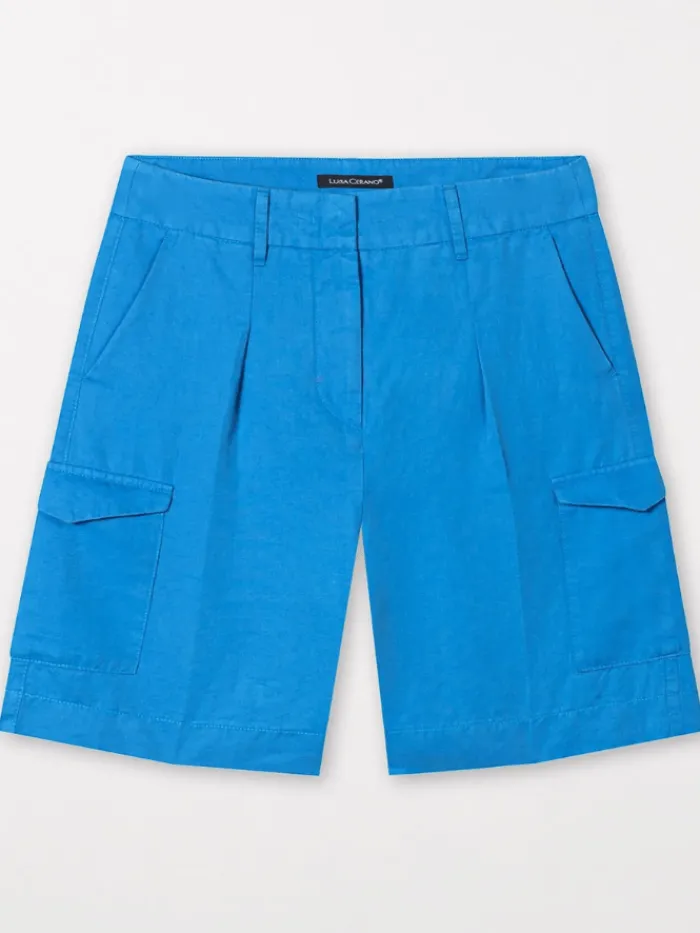 luisa_cerano_linen_blend__0.webp Luisa Cerano Shorts | Gifts Under £250^Linen Blend Cargo Shorts In Azure 698690 3502 Col 0235