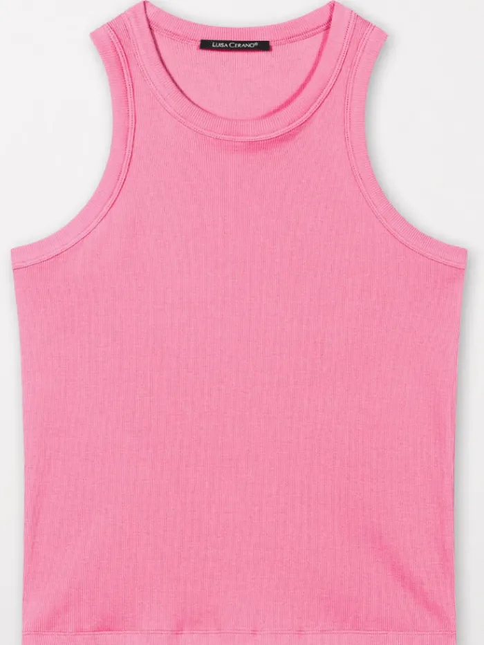 luisa_cerano_ribbed_tank__0.webp Luisa Cerano Tops | Gifts Under £100^Ribbed Tank Top In Candy Pink 398128 7802 Col 0445