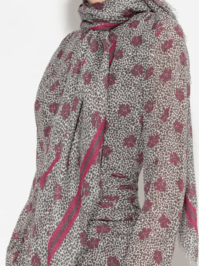 luisa_cerano_scarf_with_f_0.webp Luisa Cerano Bags | Scarves & Gloves^Scarf With Floral Motif Print 808689 9417 Col 1031