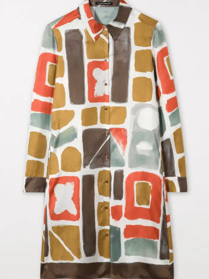 luisa_cerano_shirt_dress__0.webp Luisa Cerano Dresses | Luxury Gifts^Shirt Dress With Ethnic Print 798495 3626 Col 1037