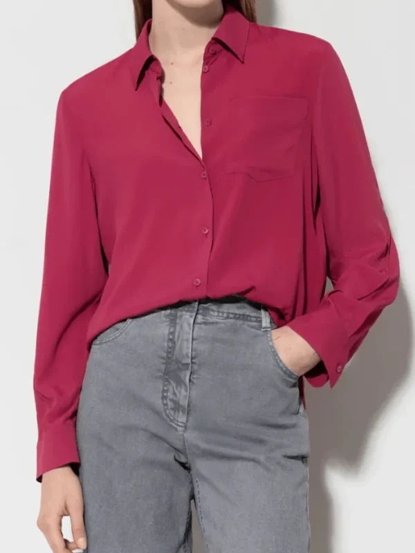 Luisa Cerano Tops | Luxury Gifts^Silk Blend Shirt Blouse In Berry Pink 208434 2179 Col 045