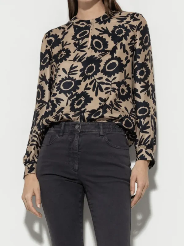 Luisa Cerano Tops | Luxury Gifts^Silk Blouse With Flower Print 208498 3684 Col 7342