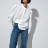 Luisa Cerano Tops | Luxury Gifts^White Cotton Mix Gabardine Blouse 278342 3384 0100