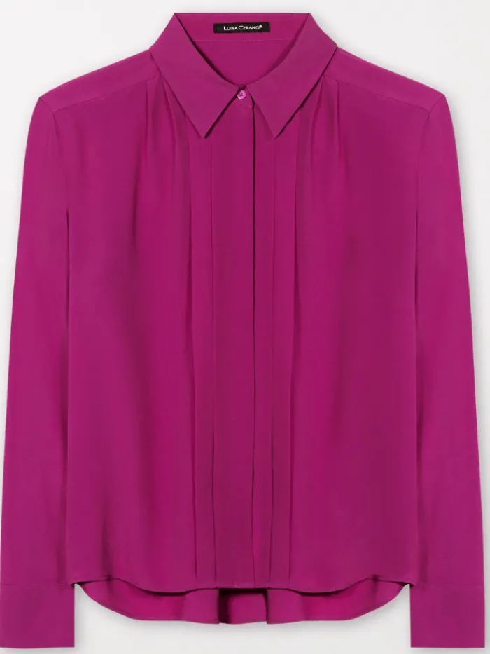 luisa_cerano_womens_blous_0.webp Luisa Cerano Tops | Luxury Gifts^Women's Blouse With Piping In Ultra Pink 208494 2179 Col