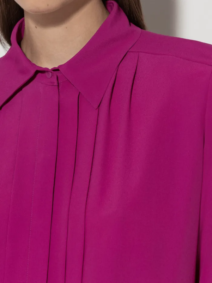 luisa_cerano_womens_blous_3.webp Luisa Cerano Tops | Luxury Gifts^Women's Blouse With Piping In Ultra Pink 208494 2179 Col