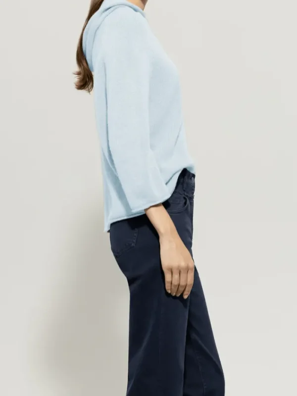 Luisa Cerano Knitwear | Luxury Gifts^Women's Cashmere Blend Hoodie In Sky Blue 118607 5871 Col
