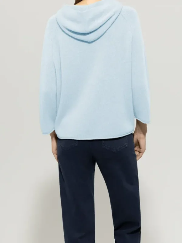 Luisa Cerano Knitwear | Luxury Gifts^Women's Cashmere Blend Hoodie In Sky Blue 118607 5871 Col