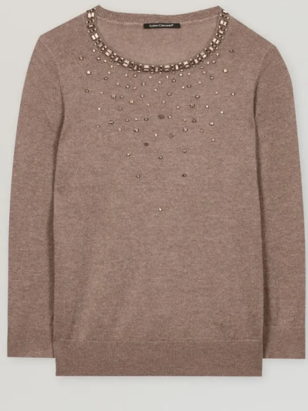 Luisa Cerano Knitwear | Luxury Gifts^Women's Fine Knit Jumper With Glittering Stones 118608 59
