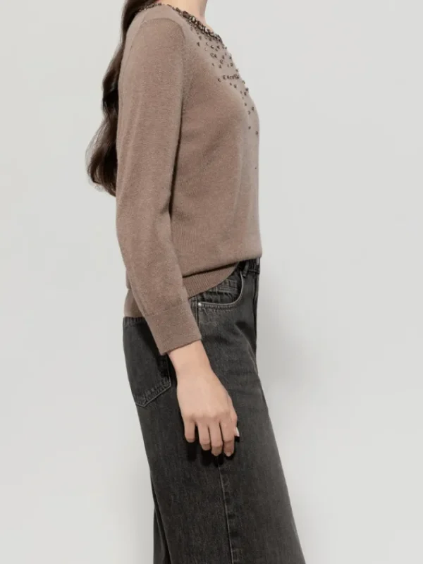 Luisa Cerano Knitwear | Luxury Gifts^Women's Fine Knit Jumper With Glittering Stones 118608 59
