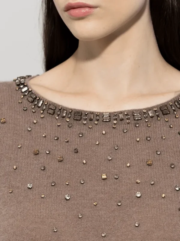Luisa Cerano Knitwear | Luxury Gifts^Women's Fine Knit Jumper With Glittering Stones 118608 59