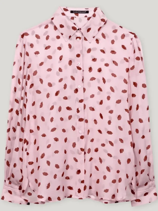 Luisa Cerano Tops | Luxury Gifts^Women's Shirt Blouse With Lips Print In Fresh Rose 218514