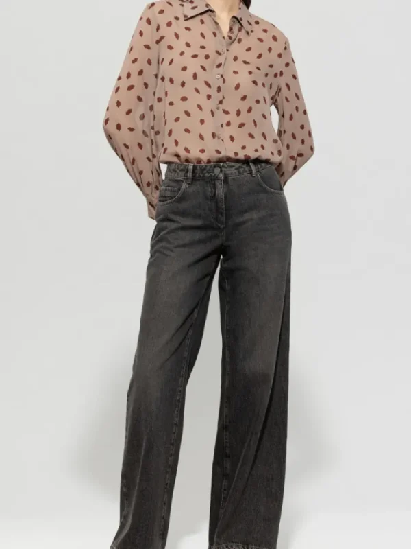 Luisa Cerano Tops | Luxury Gifts^Women's Shirt Blouse With Lips Print In Mushroom 218514 3