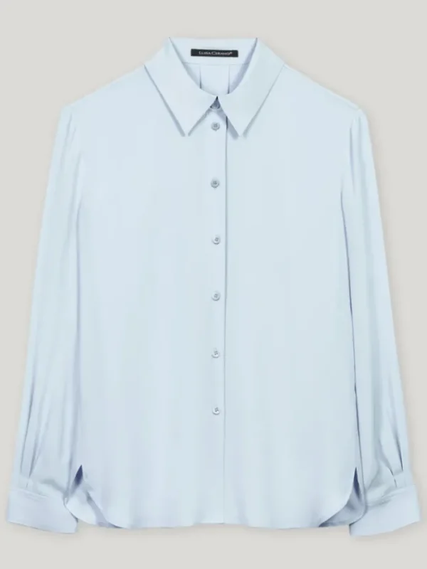 Luisa Cerano Tops | Luxury Gifts^Women's Silk Blend Shirt Blouse In Sky Blue 218514 2179 C
