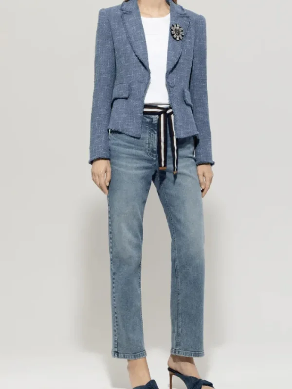 Luisa Cerano Coats And Jackets | Luxury Gifts^Women's Vintage Tweed Blazer In Blue 418320 3712 Col 2852