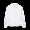 Luisa Cerano Tops | Luxury Gifts^Women's White Gabardine Stretch Blouse 288384 3384 0100