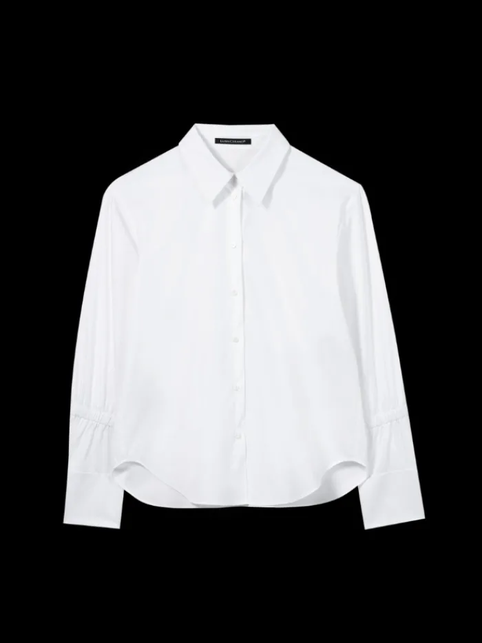 luisa_cerano_womens_white_0.webp Luisa Cerano Tops | Luxury Gifts^Women's White Gabardine Stretch Blouse 288384 3384 0100