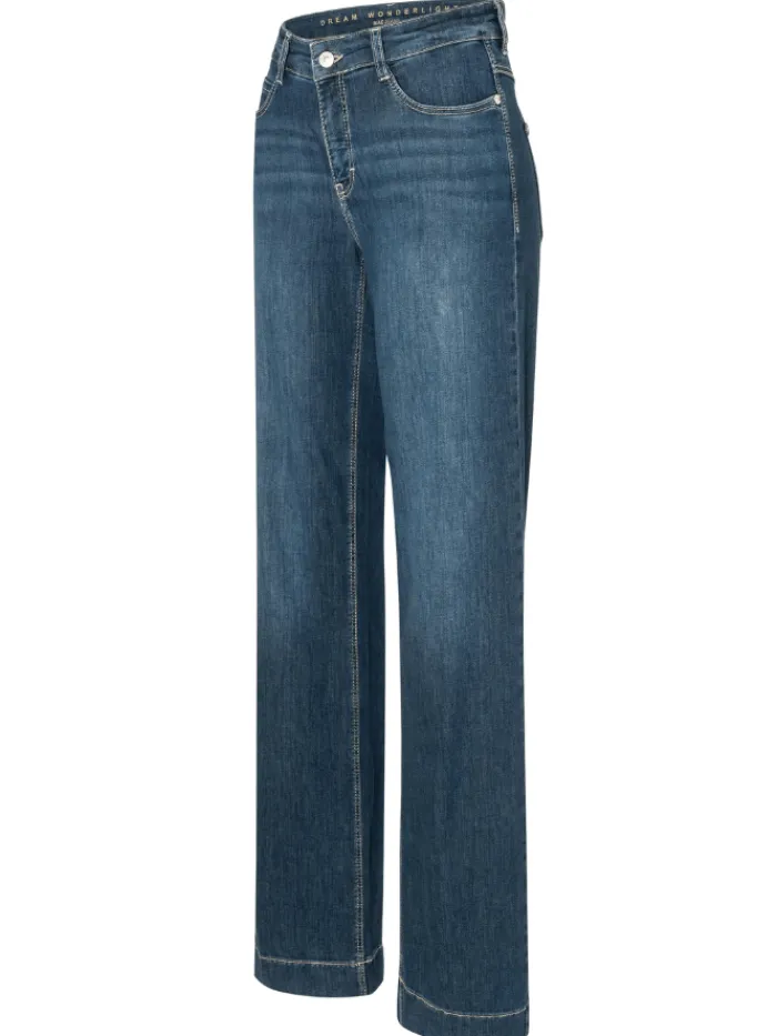 mac_womens_dream_wide_won_4.webp Mac Jeans Denim | Gifts Under £250^Mac Women's Dream Wide Wonder Light Jeans In Authentic Dark Wash 5441