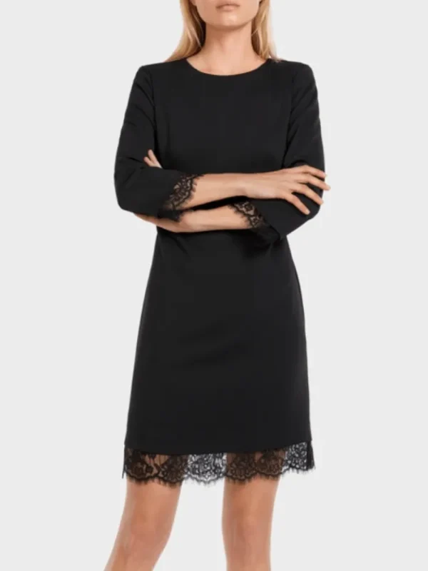Marc Cain Collections Dresses | Party Wear^Black Mini Dress With Delicate Lace VC 21.39 W16