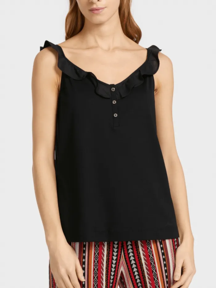 marc_cain_collections_bla_0-5.webp Marc Cain Collections Sweatshirts And T-Shirts | Tops^Black Frill Top UC 61.20 J14 COL 900