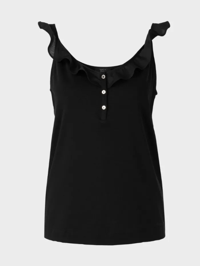 marc_cain_collections_bla_1-5.webp Marc Cain Collections Sweatshirts And T-Shirts | Tops^Black Frill Top UC 61.20 J14 COL 900