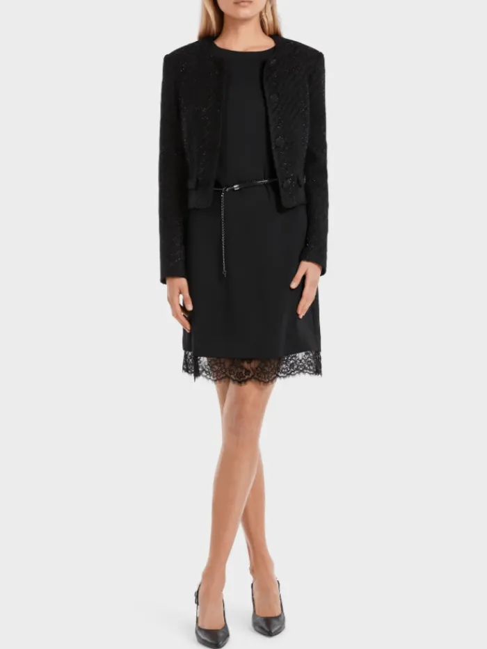 marc_cain_collections_bla_5-2.webp Marc Cain Collections Dresses | Party Wear^Black Mini Dress With Delicate Lace VC 21.39 W16