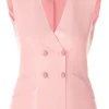 Marc Cain Collections Coats And Jackets | Tops^Double Breasted Fitted Waistcoat In Soft Seashel