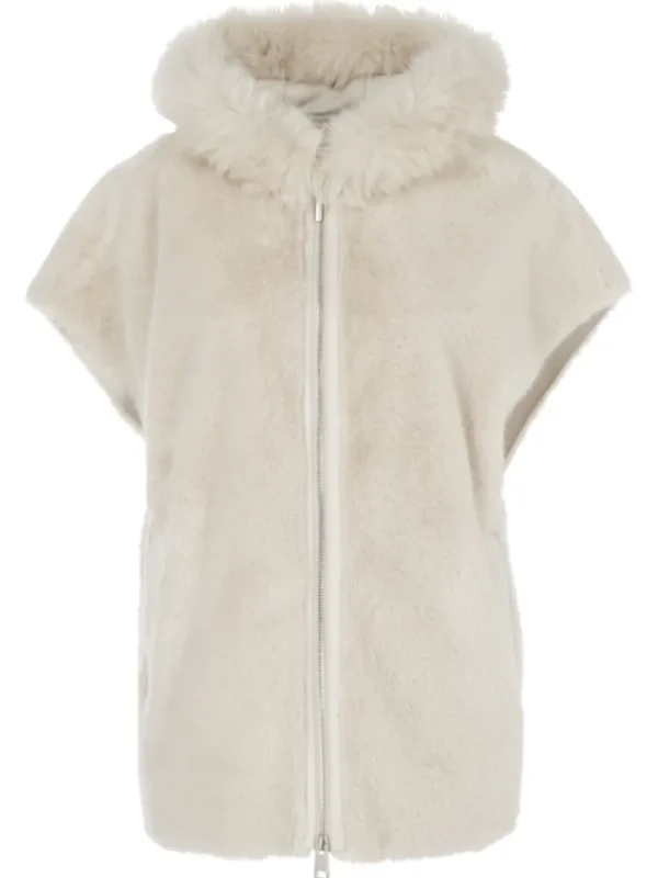 Marc Cain Collections Coats And Jackets | Faux Fur Edit^Faux Fur Gilet In Light Beige XC 37.05 W80 Col 1