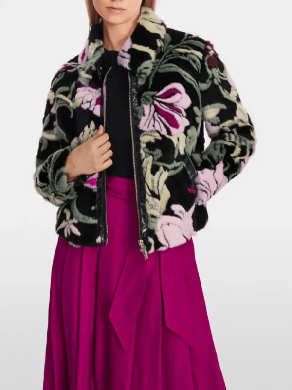 Marc Cain Collections Coats And Jackets | Faux Fur Edit^Fun Fur Floral Jacket XC 12.05 W38 COL 900