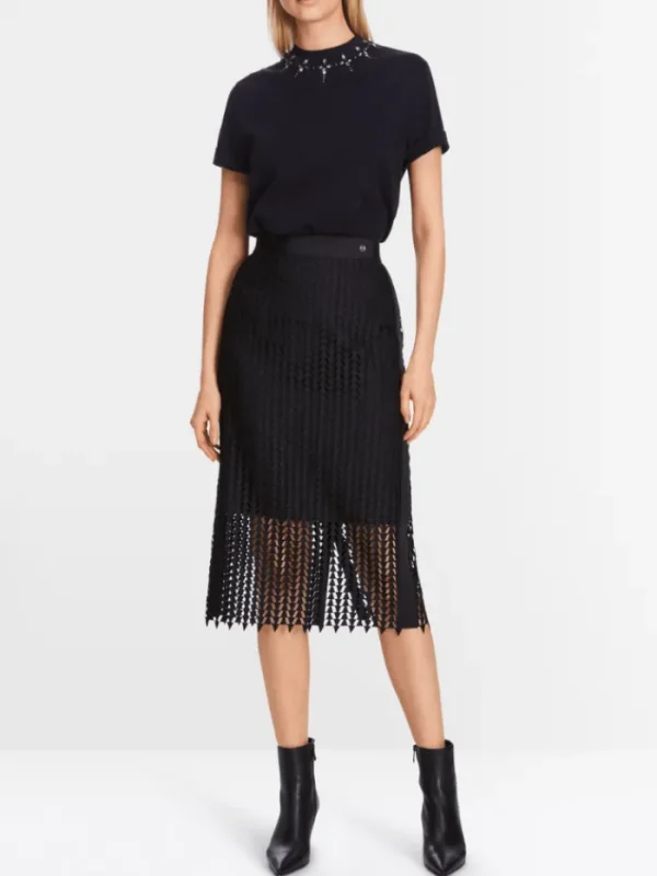 Marc Cain Collections Gifts Under £100^Openwork Midi Skirt In Midnight Blue XC 71.10 W3