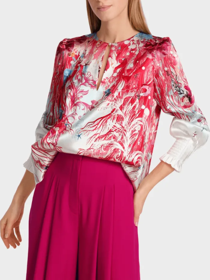 marc_cain_collections_pri_7.webp Marc Cain Collections Sweatshirts And T-Shirts | Tops^Printed Blouse In Soft Seashell Design WC 51.47