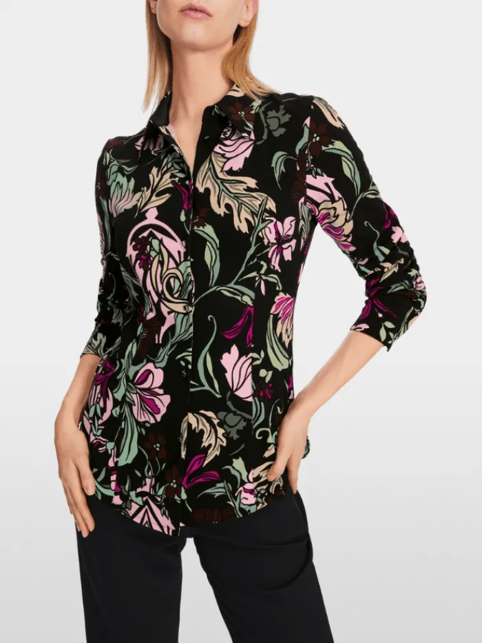 marc_cain_collections_shi_3.webp Marc Cain Collections Tops | Gifts Under £250^Shirt Blouse In Flower Print XC 51.26 J21 COL 90