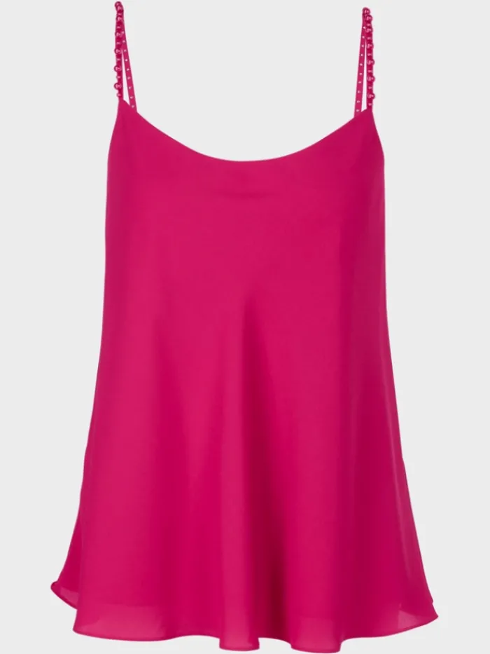 marc_cain_collections_top_0.webp Marc Cain Collections Tops | Sweatshirts And T-Shirts^Top With Beaded Straps In Deep Fuchsia WC 61.27