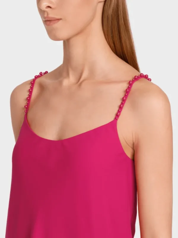 Marc Cain Collections Tops | Sweatshirts And T-Shirts^Top With Beaded Straps In Deep Fuchsia WC 61.27