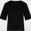 Marc Cain Collections Tops | Gifts Under £250^T-Shirt Top With Delicate Lace In Black YC 48.36