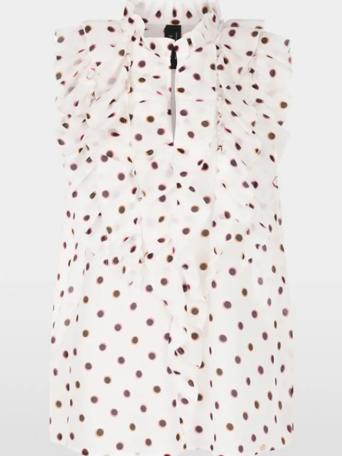 marc_cain_collections_wom_0-15.webp Marc Cain Collections Tops | Gifts Under £250^Women's Ruffled Blouse With Polka Dots Blouse YC