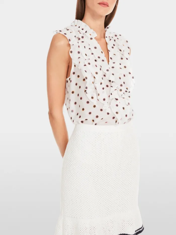 marc_cain_collections_wom_1-15.webp Marc Cain Collections Tops | Gifts Under £250^Women's Ruffled Blouse With Polka Dots Blouse YC