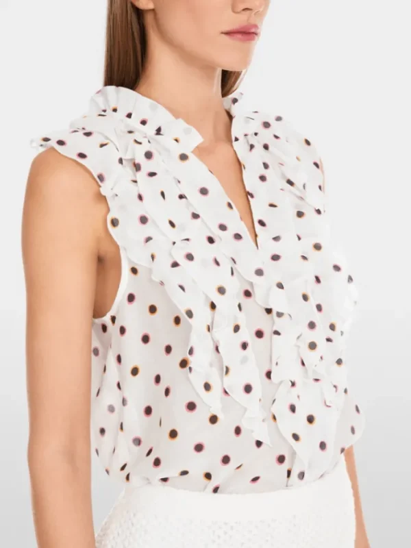 Marc Cain Collections Tops | Gifts Under £250^Women's Ruffled Blouse With Polka Dots Blouse YC