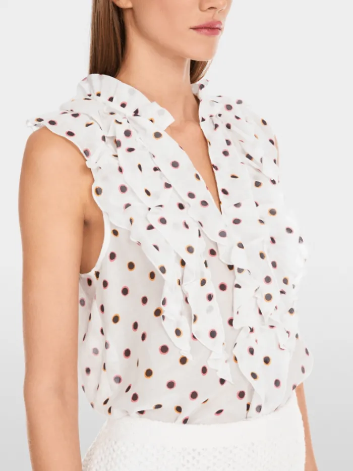 marc_cain_collections_wom_2-15.webp Marc Cain Collections Tops | Gifts Under £250^Women's Ruffled Blouse With Polka Dots Blouse YC